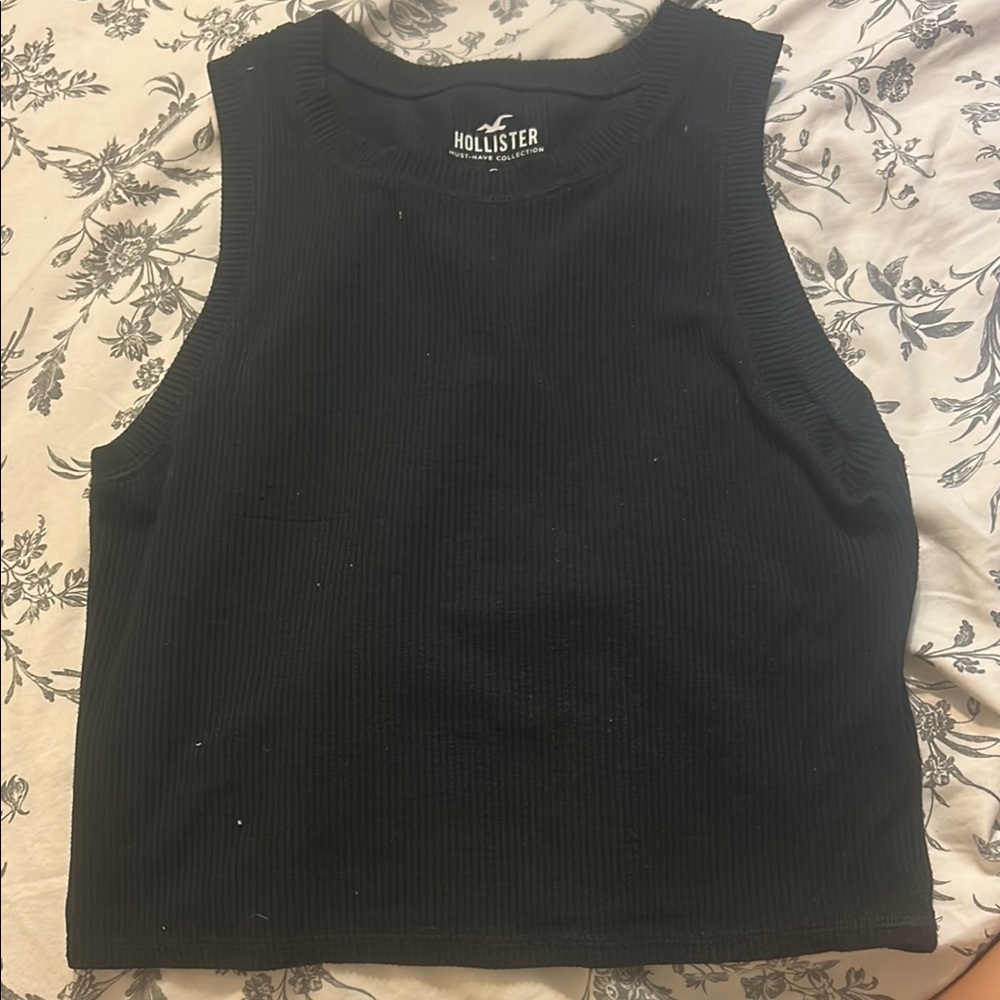 Hollister Black Sleeveless Crop Muscle Tee